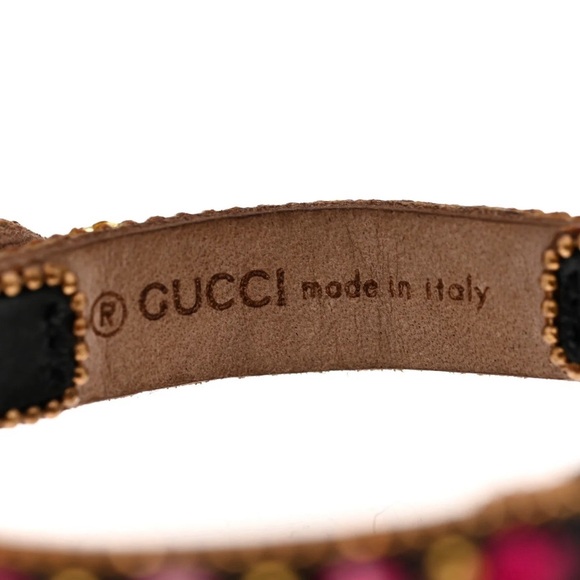 GUCCI Calfskin Gold & Crystal GG Bracelet - Picture 6 of 6